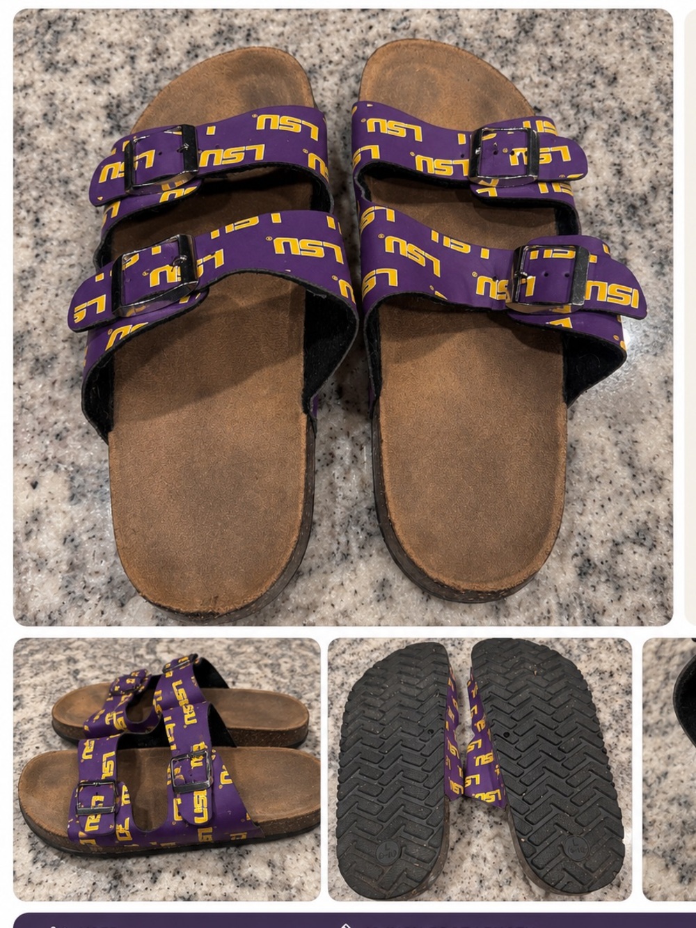 Women’s Double-Buckle Purple Logo Sandals